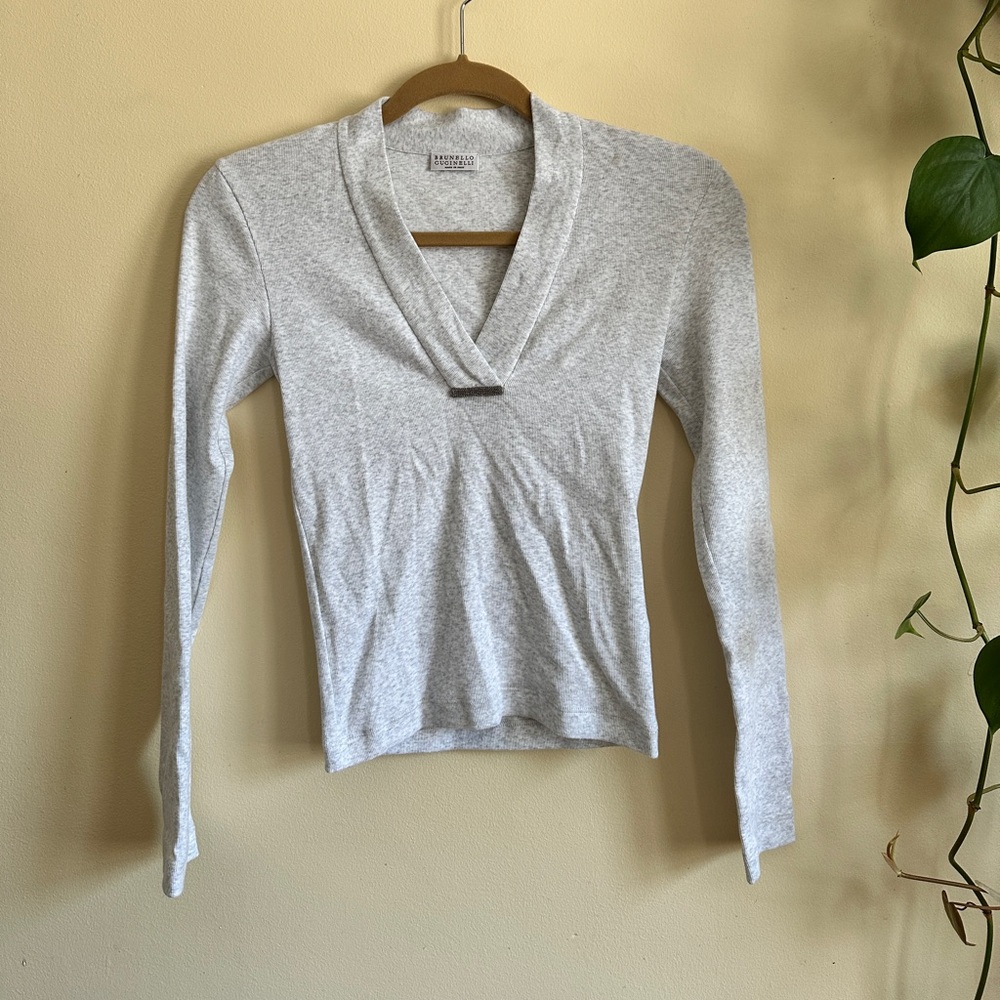 Brunello Cucunelli long sleeve v neck top